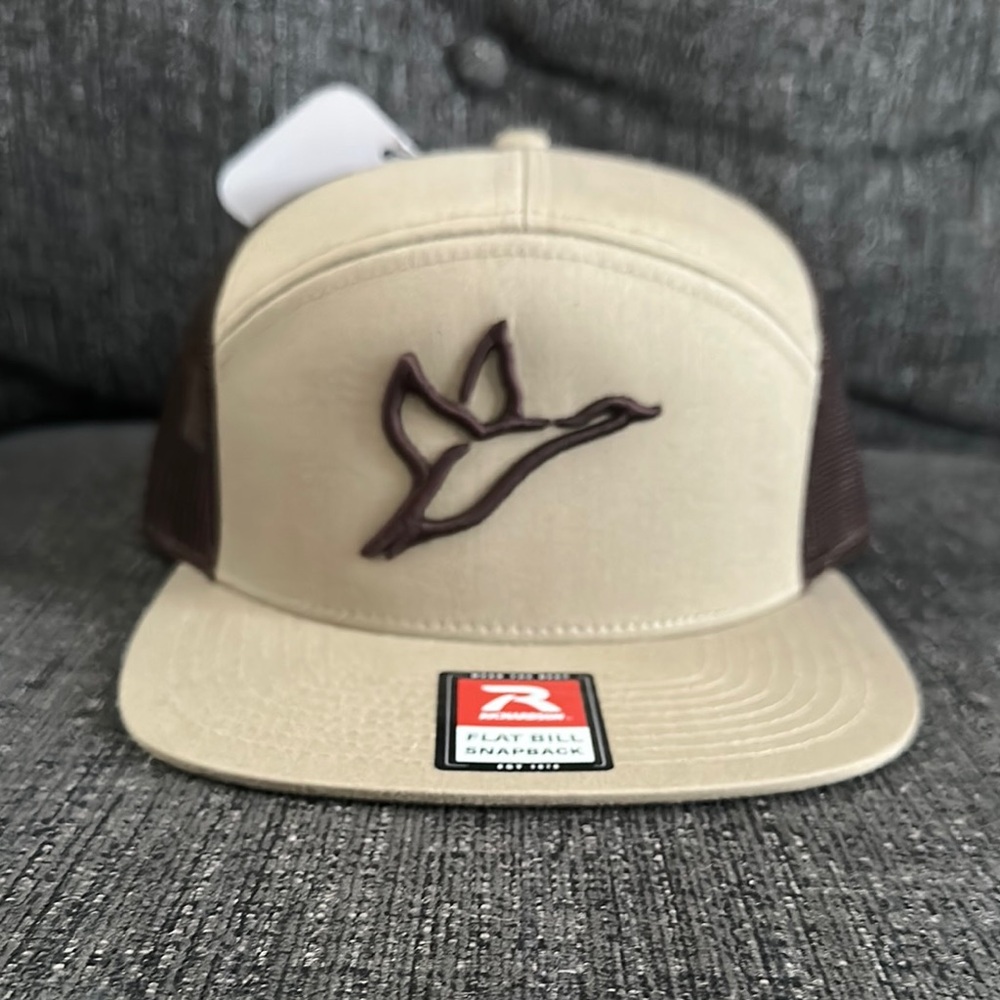 Tan and Brown Flat Bill Snapback Hat